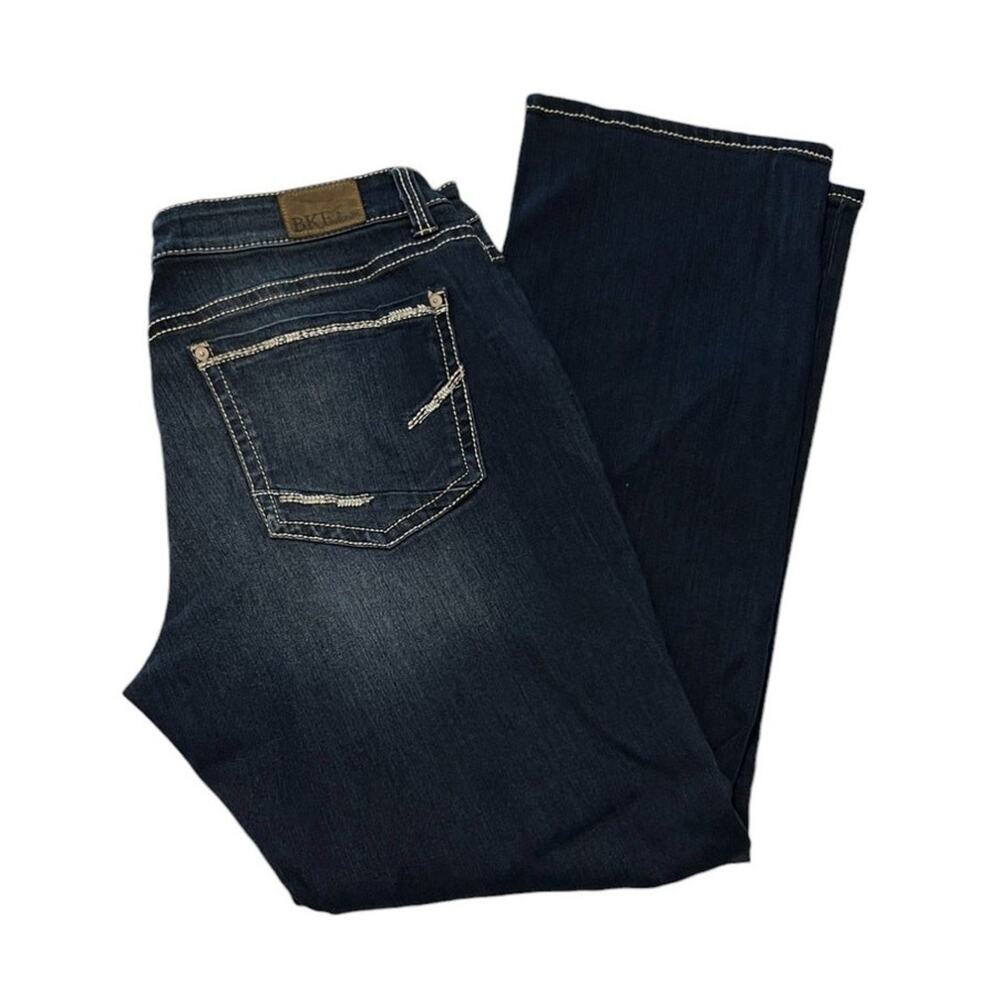 BKE Harper Bootcut Jeans Womens 32R Dark Wash Stretch Denim Contrast Stitch - Picture 4 of 9